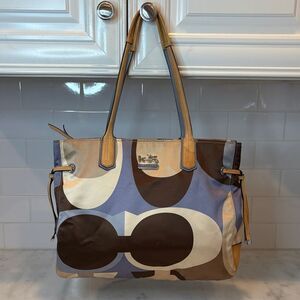 Coach Bag Purse Handbag Charlie Chelsea Sateen Scarf Print Colorful Tote Bag